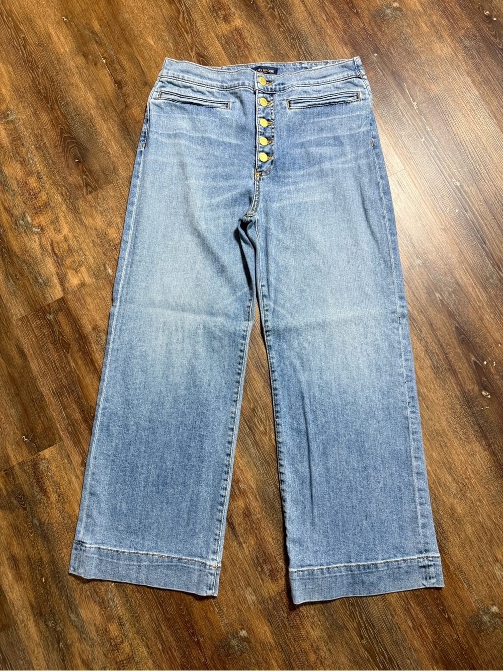 Ramy Brook | High Rise Wide Leg Cropped Jeans Button Fly Jeans | Blue | Size 30